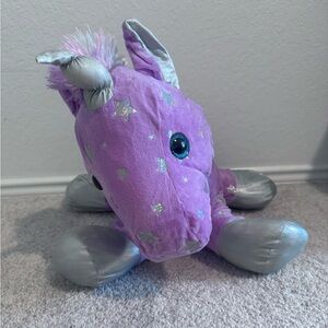 Purple Unicorn Plush with Silver Accents
